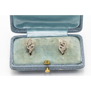 Boucles d'Oreilles Belle Epoque En Or Avec Diamants Taille Rose