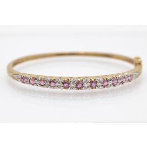 Bracelet De Style édouardien Avec Diamants Et Saphirs Roses.