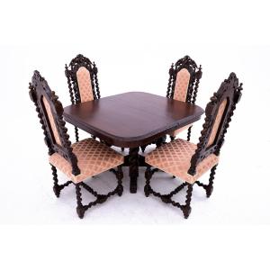  Table With Four Chairs, Renaissance Style, Germany, Circa 1870