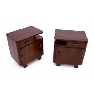 Art Deco Bedside Tables, Mid-20th Century, Poland.