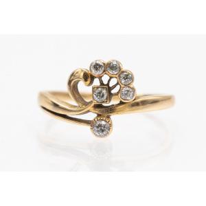 Antique Art Nouveau Diamond Ring, Austria-hungary, Vienna, Early 20th Century