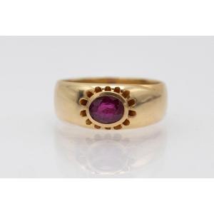 Antique Gold Ring With Ruby, Austria-hungary, Circa 1900.