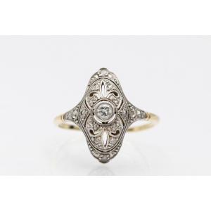 Art Deco Gold Ring With Diamonds, Western Europe, Circa 1930s.