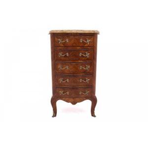 Walnut Chest Of Drawers With Marble Top.