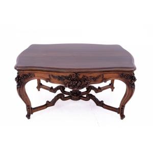 Table - Richly Carved Coffee Table, France, Late 19th Century.