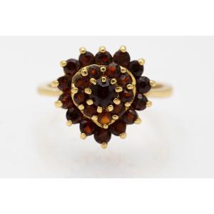 Bague Coeur Vintage Avec Grenats