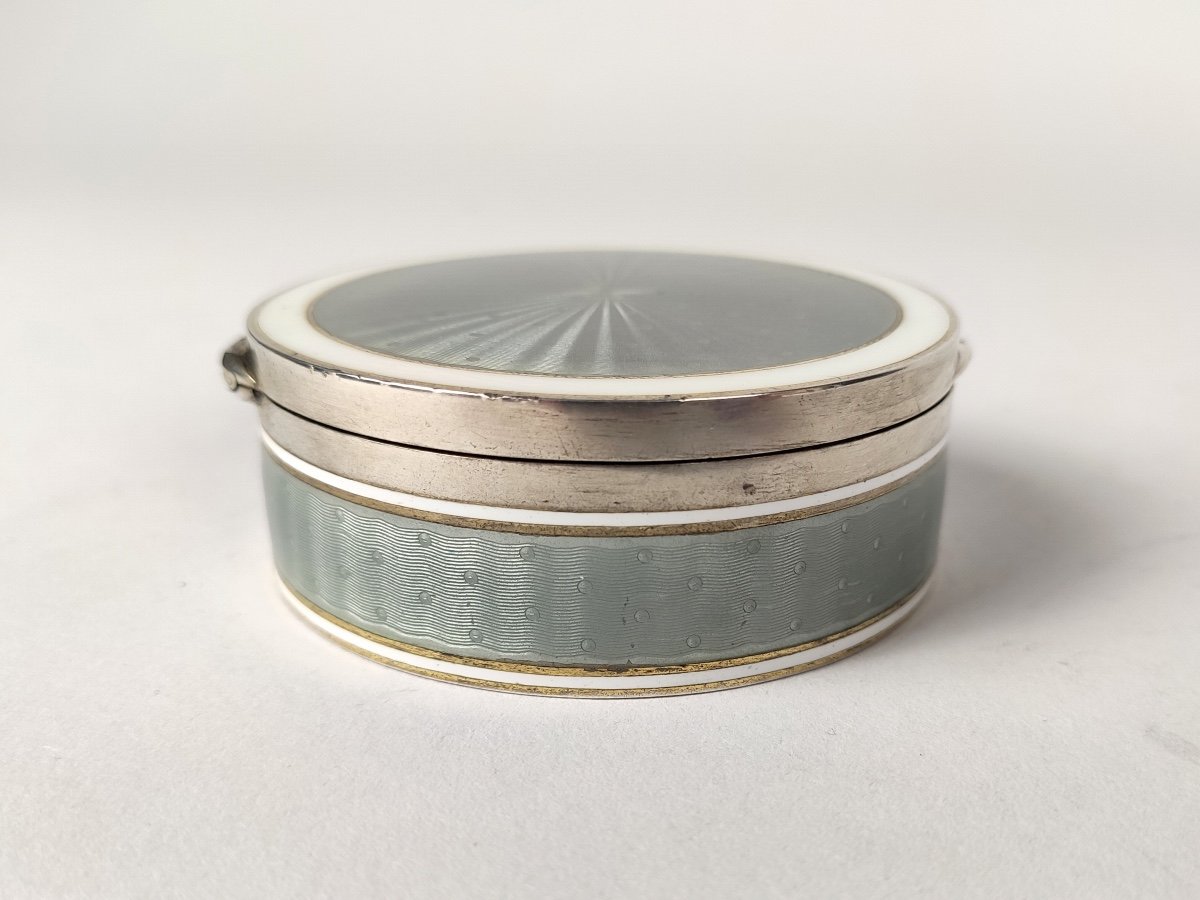 Ga Scheid: Exceptional Large Snuff Box In Silver Vermeil Guilloché & Enamelled. E-mail-photo-3