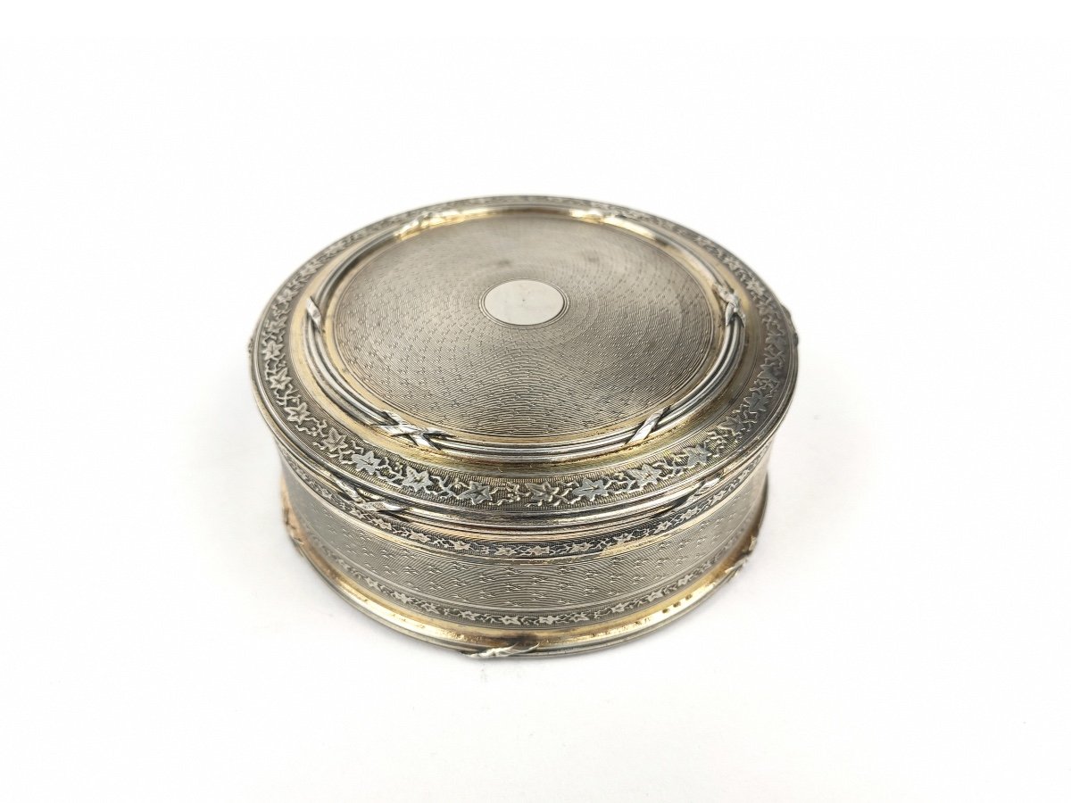 Doutre-roussel: Very Large Box In Sterling Silver Guilloché And Vermeil, St Louis XVI. Early 20th Century