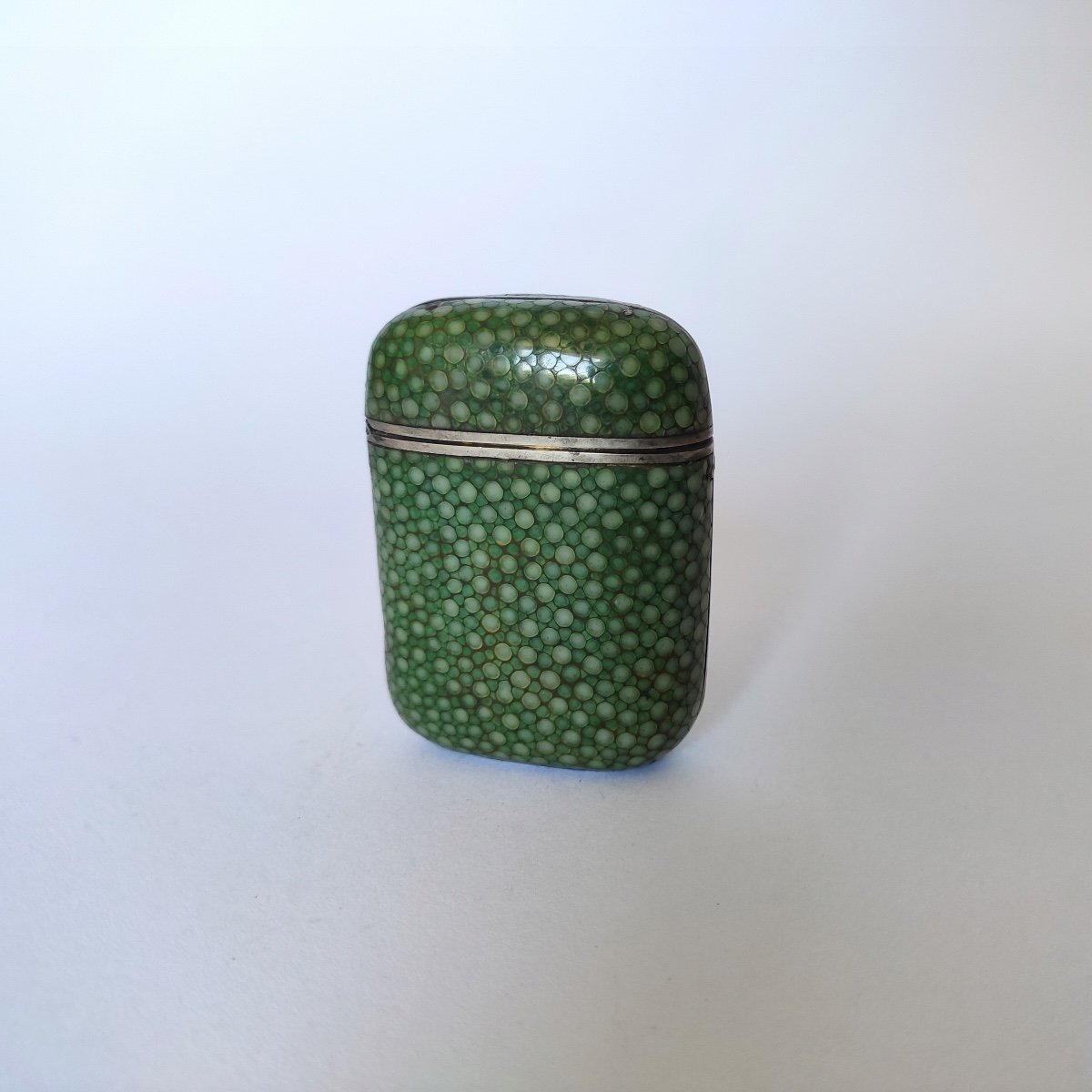 Interesting Pyrogen In Shagreen And Sterling Silver. Matchbox. -photo-3