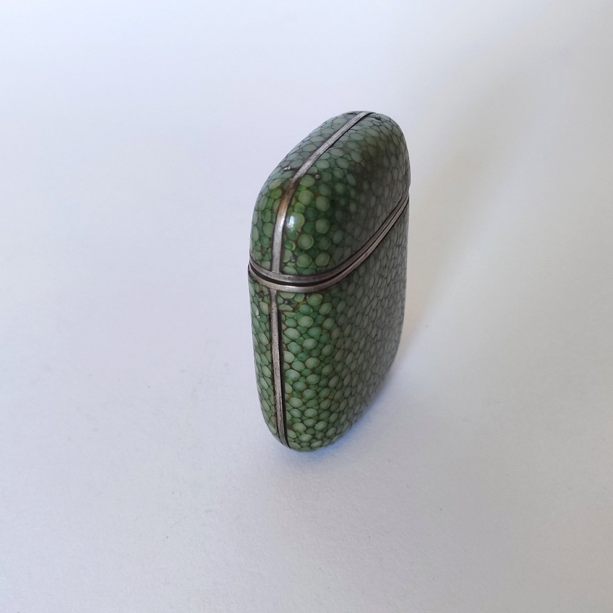 Interesting Pyrogen In Shagreen And Sterling Silver. Matchbox. -photo-4