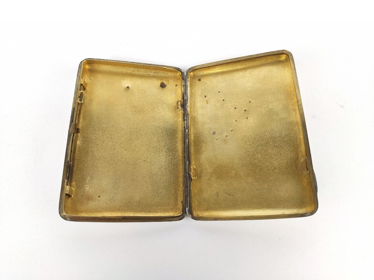 Superb Russian Cigarette Case Gold, Sterling Silver & Vermeil, Swiss Enamel. Art Nouveau. C1900-photo-2