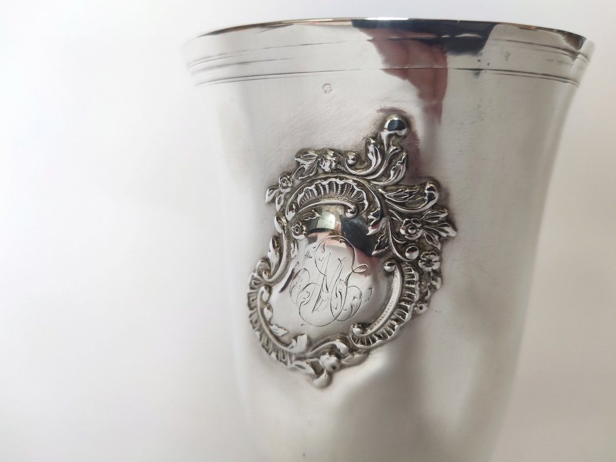 Bouty: Very Heavy (163 Gr) And Large Solid Silver Cup From The End Of The 18th Century. -photo-3