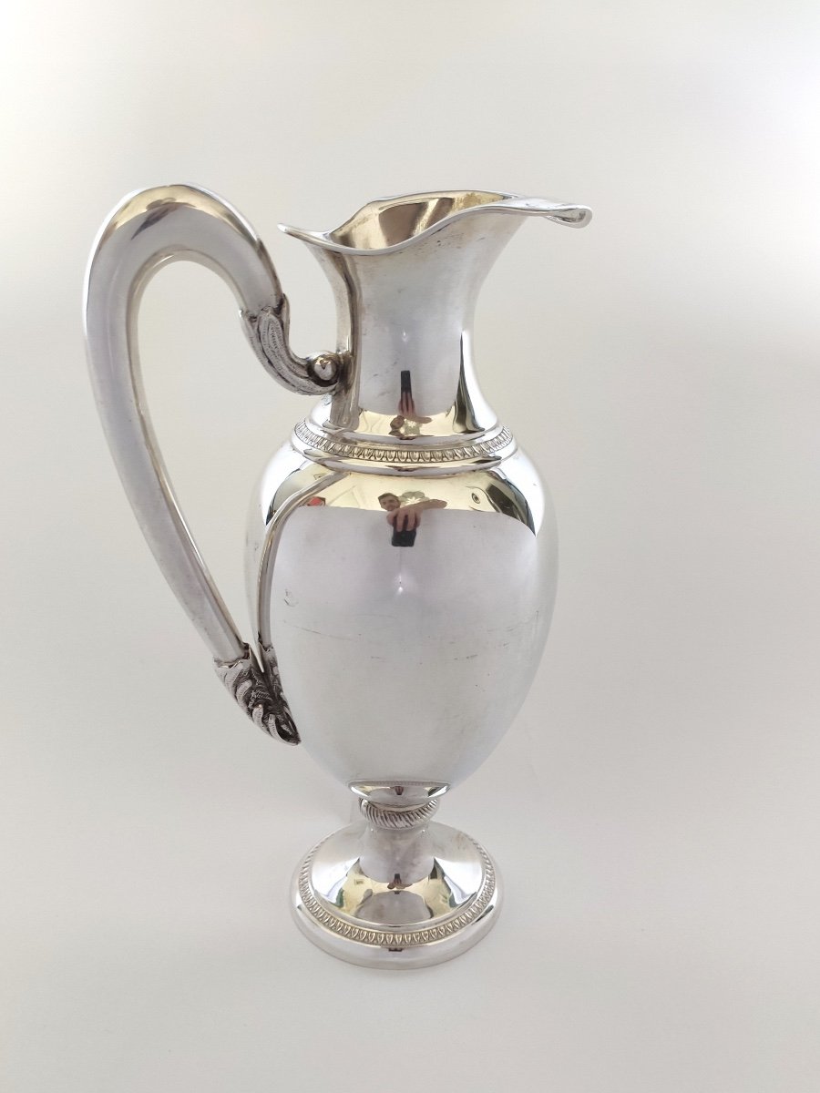 Large Italian Solid Silver Ewer In Neo Classical Style.-photo-3