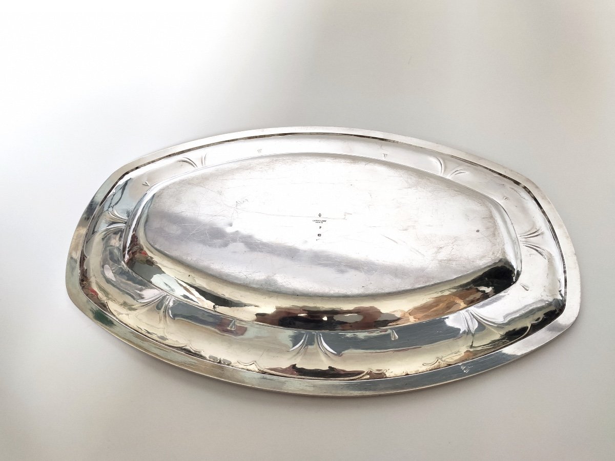 Cardeilhac X Bonvallet: Superb Oblong Dish In Solid Silver With Columbine Decoration, Art Nouveau.-photo-3