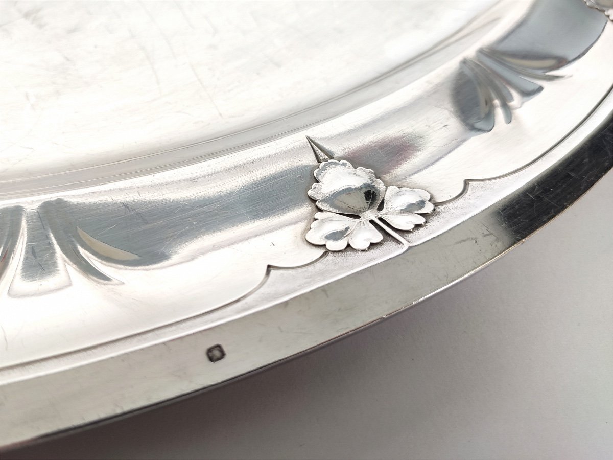 Cardeilhac X Bonvallet: Superb Oblong Dish In Solid Silver With Columbine Decoration, Art Nouveau.-photo-7