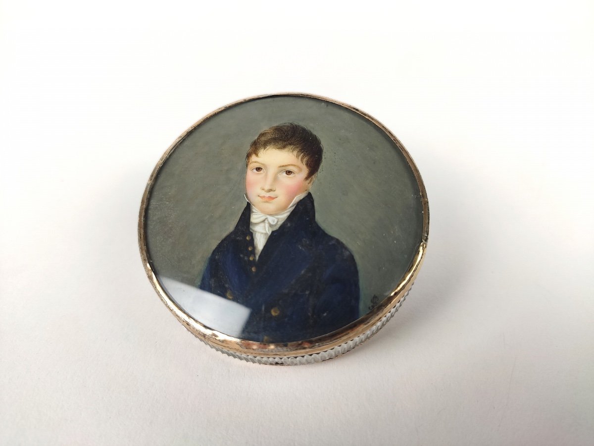 Crystal & Gold-lined Vermeil Box & Magnificent Miniature Of A Young Man, Late 18th - 19th Century-photo-7