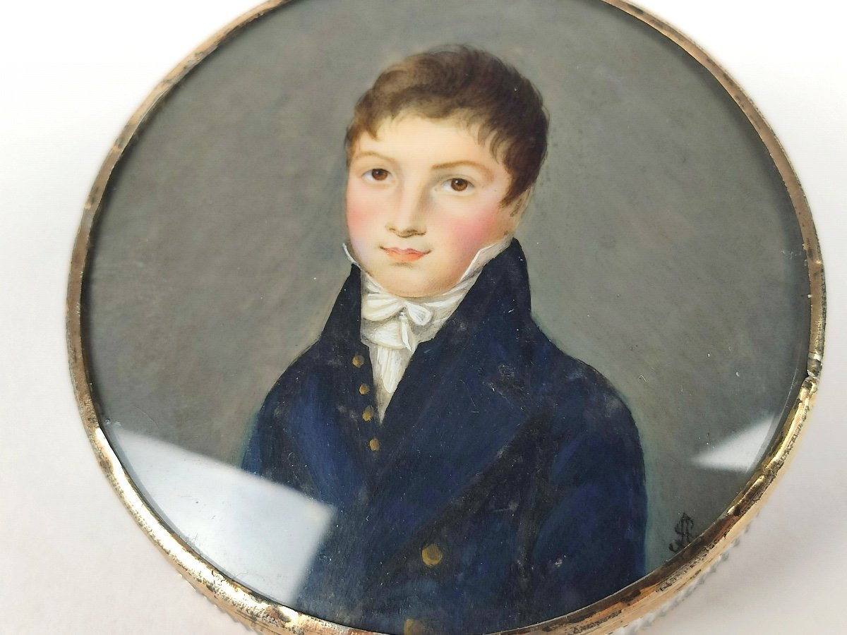 Crystal & Gold-lined Vermeil Box & Magnificent Miniature Of A Young Man, Late 18th - 19th Century-photo-8