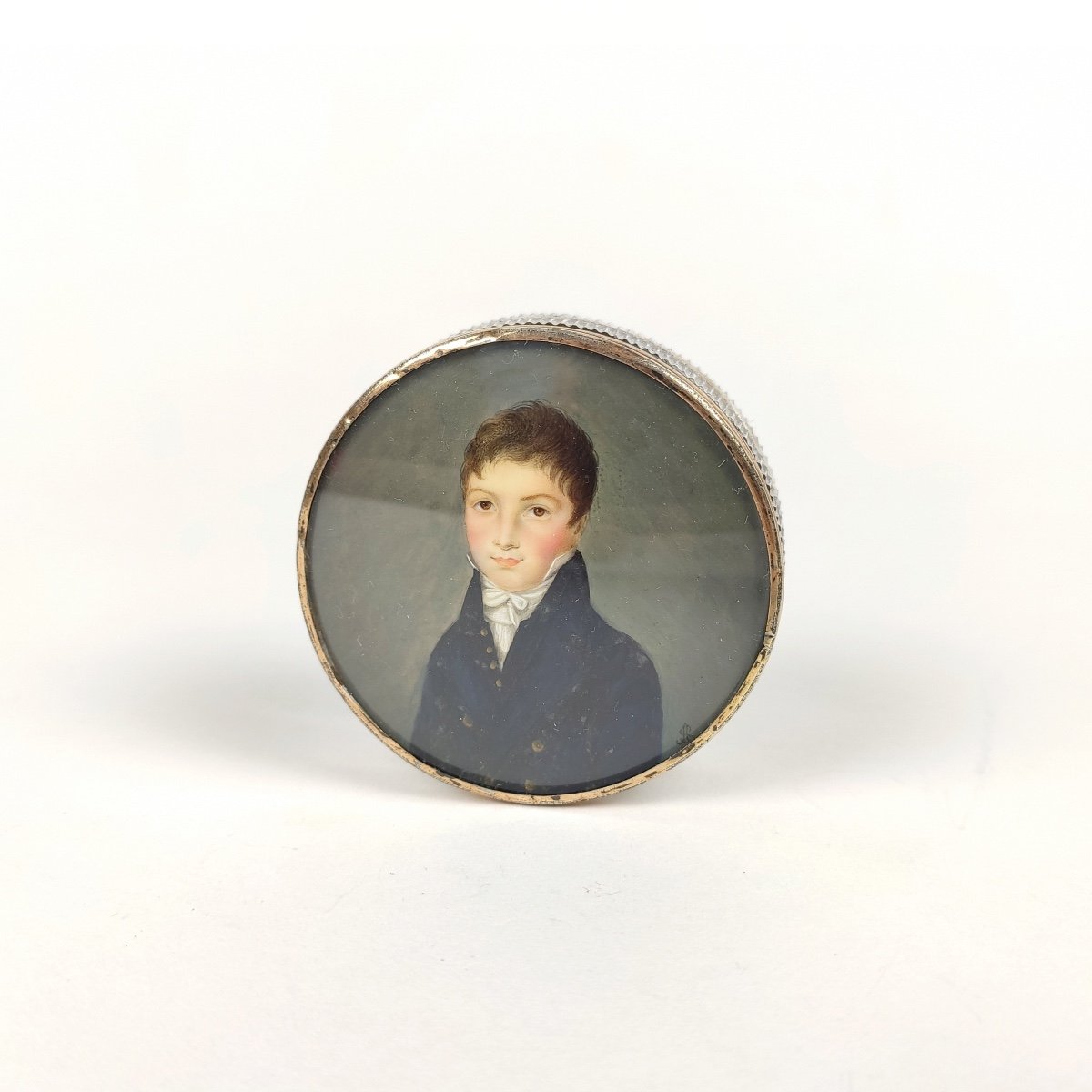 Crystal & Gold-lined Vermeil Box & Magnificent Miniature Of A Young Man, Late 18th - 19th Century