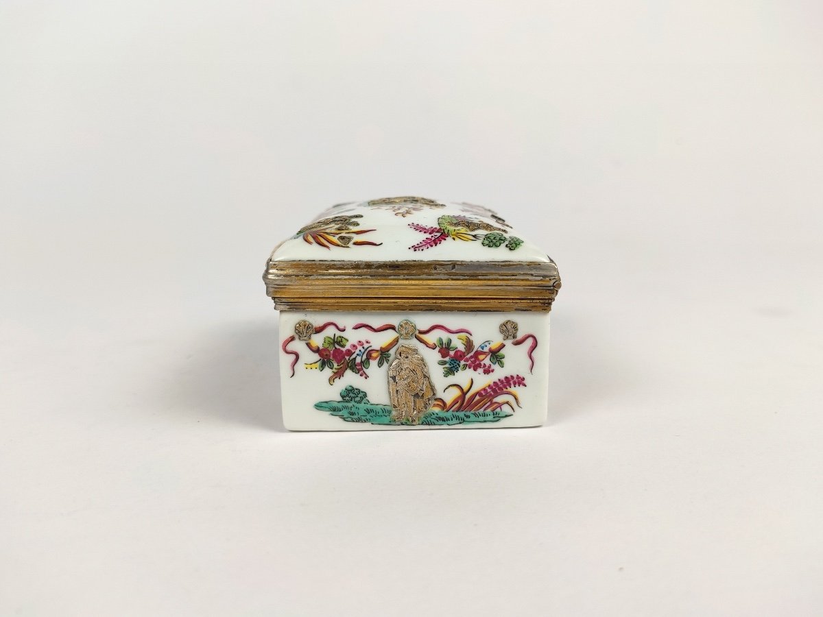 Samson: Rare Porcelain Snuffbox, Silver-gilt Mounting And Appliques. Solid Silver. Late 19th Century-photo-2