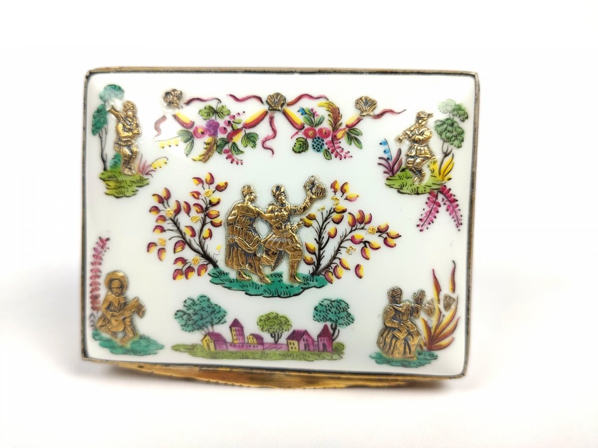 Samson: Rare Porcelain Snuffbox, Silver-gilt Mounting And Appliques. Solid Silver. Late 19th Century-photo-5