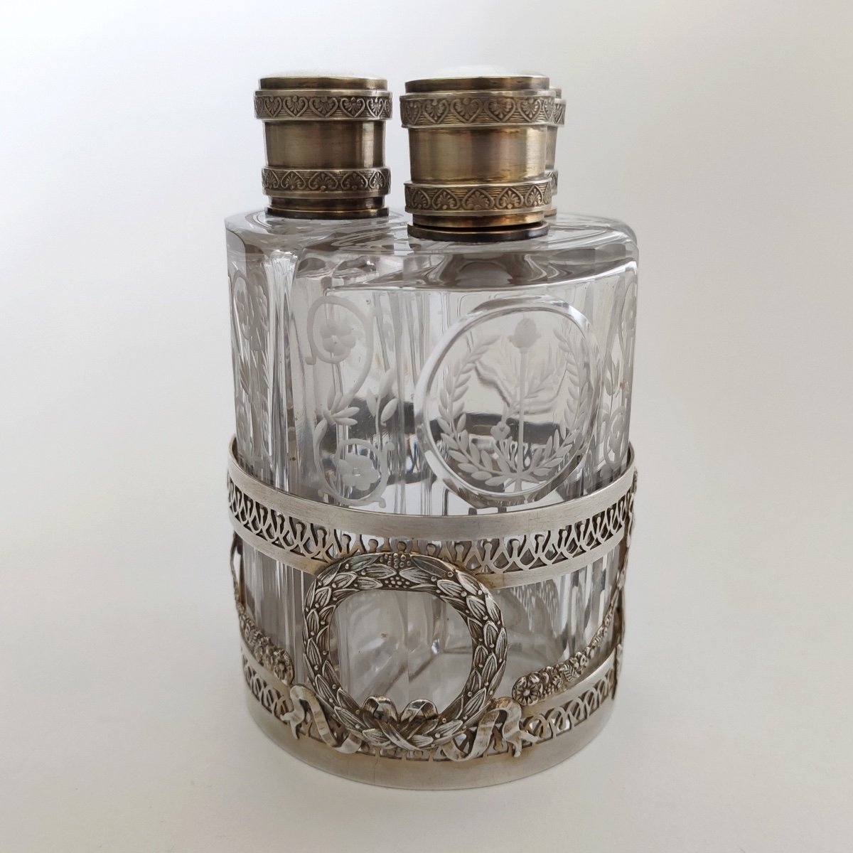 R. Mauger: Superb Large Perfume Cellar In Solid Silver, Vermeil And Glass St Louis XVI C1900-photo-3