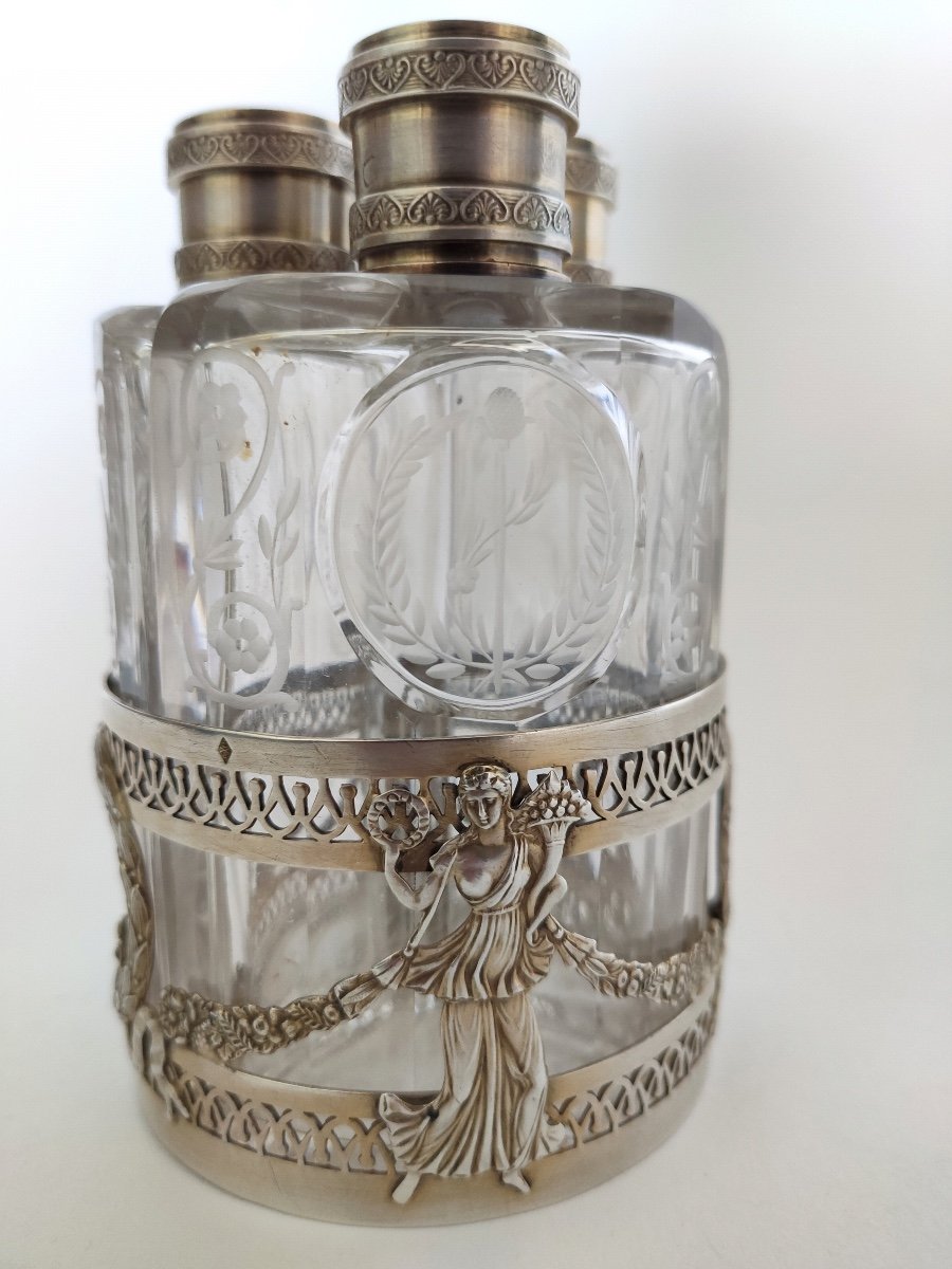 R. Mauger: Superb Large Perfume Cellar In Solid Silver, Vermeil And Glass St Louis XVI C1900-photo-6