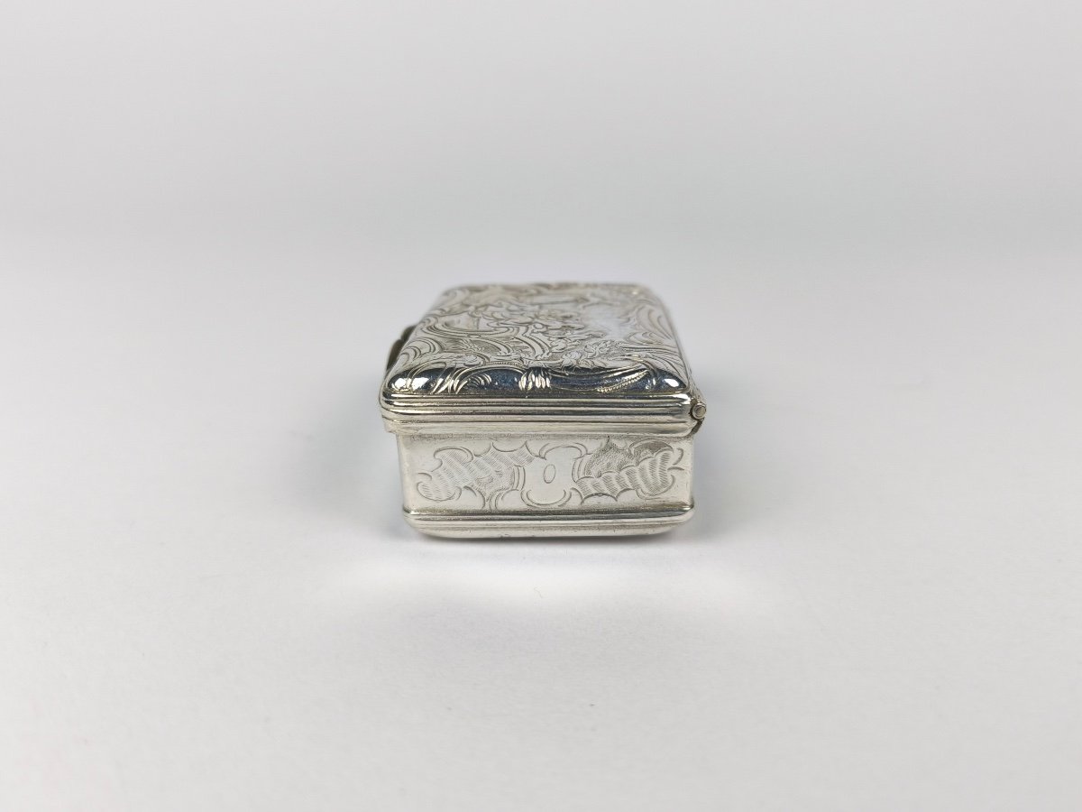  Superb Romantic Snuff Box, Solid Silver 18th Century. Rocaille Decor, Louis XV Period, 18th Century-photo-2