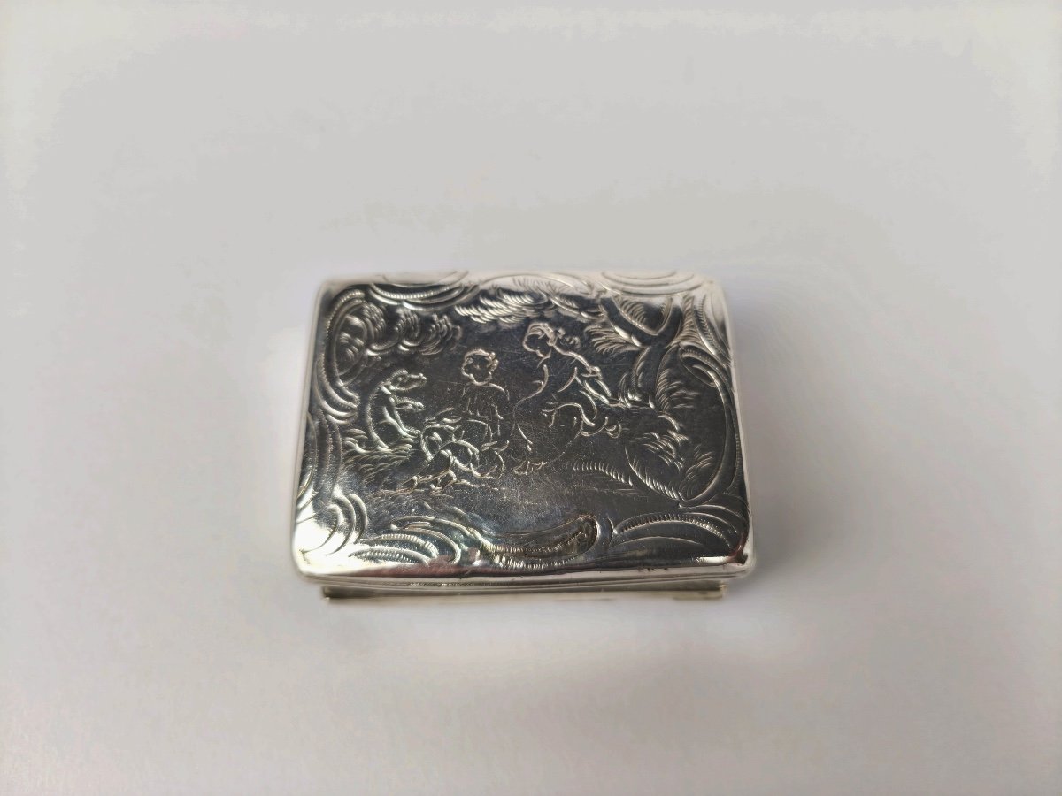  Superb Romantic Snuff Box, Solid Silver 18th Century. Rocaille Decor, Louis XV Period, 18th Century-photo-3