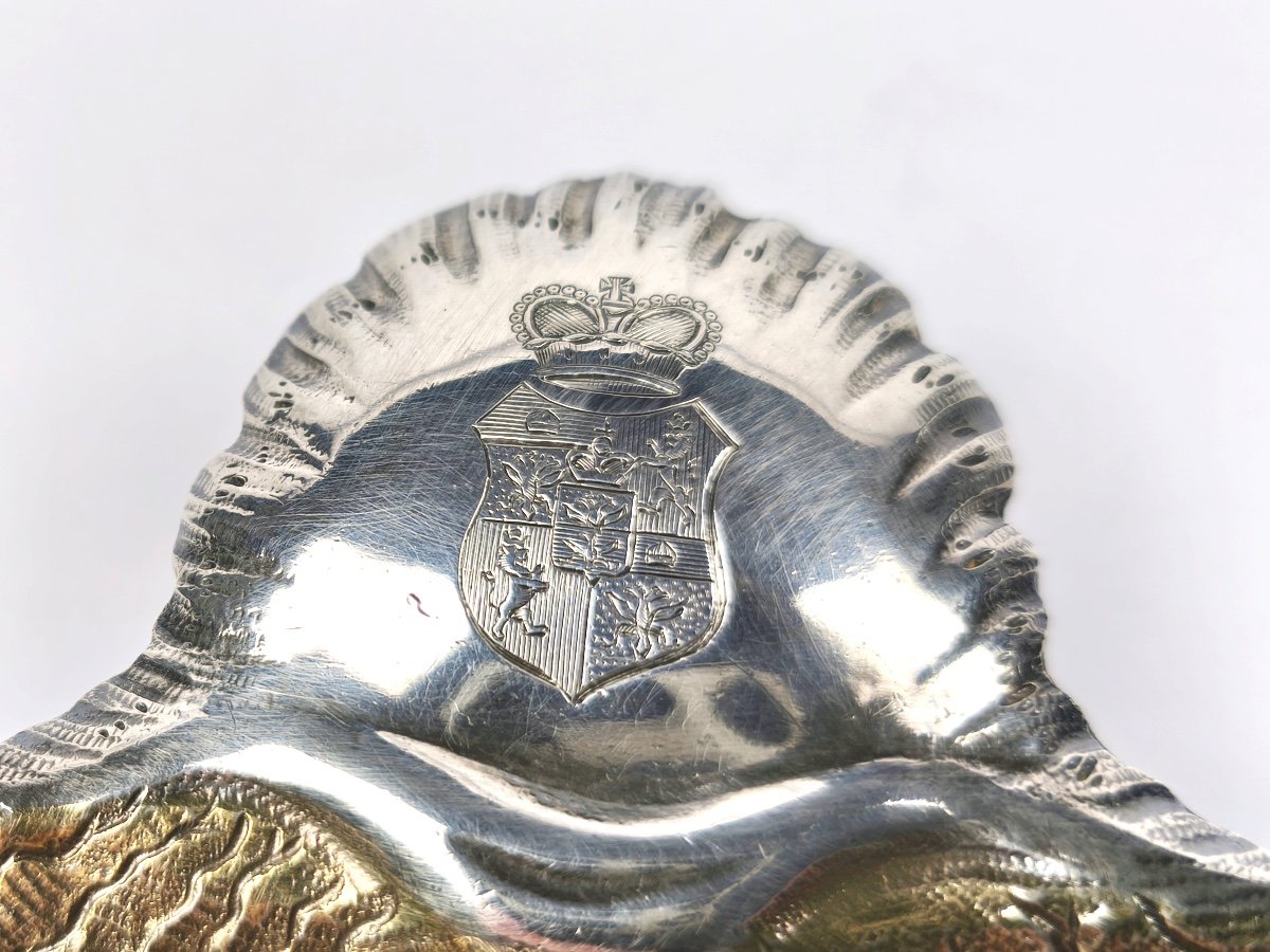 Orloff / Orlov Service: Naturalist Shell Bowl In Solid Silver & Vermeil, Coat Of Arms -photo-2