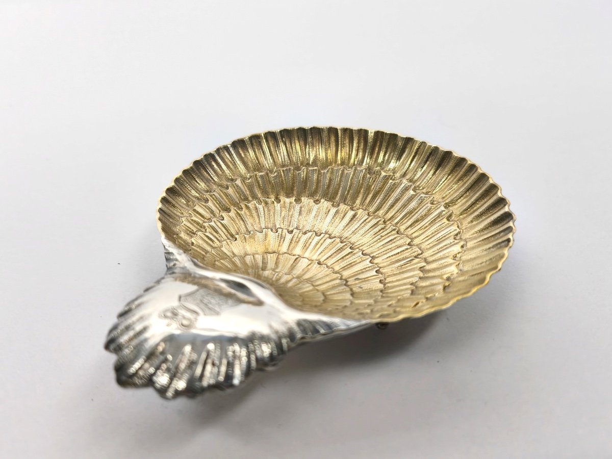 Orloff / Orlov Service: Naturalist Shell Bowl In Solid Silver & Vermeil, Coat Of Arms -photo-3