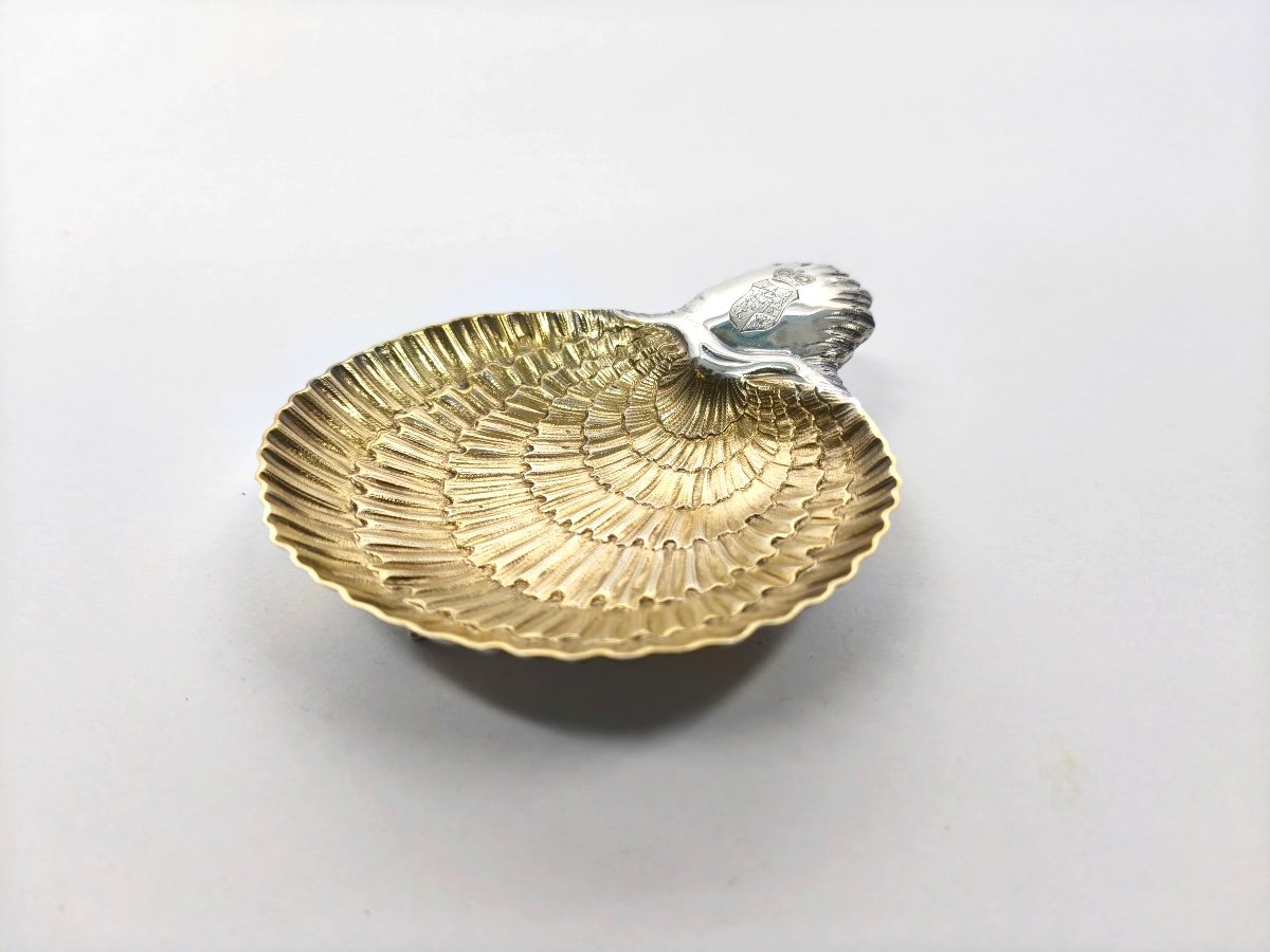 Orloff / Orlov Service: Naturalist Shell Bowl In Solid Silver & Vermeil, Coat Of Arms -photo-4