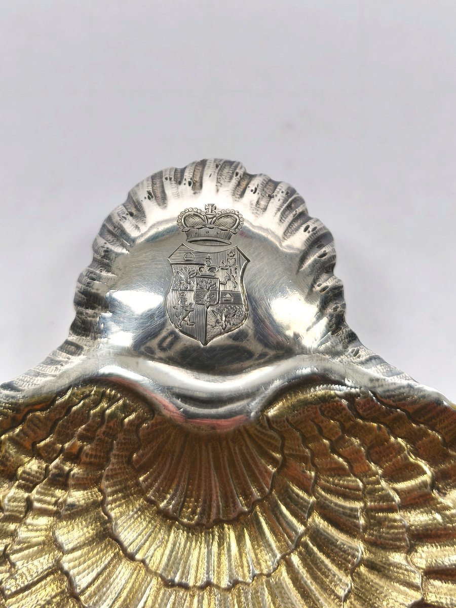 Orloff / Orlov Service: Naturalist Shell Bowl In Solid Silver & Vermeil, Coat Of Arms -photo-3