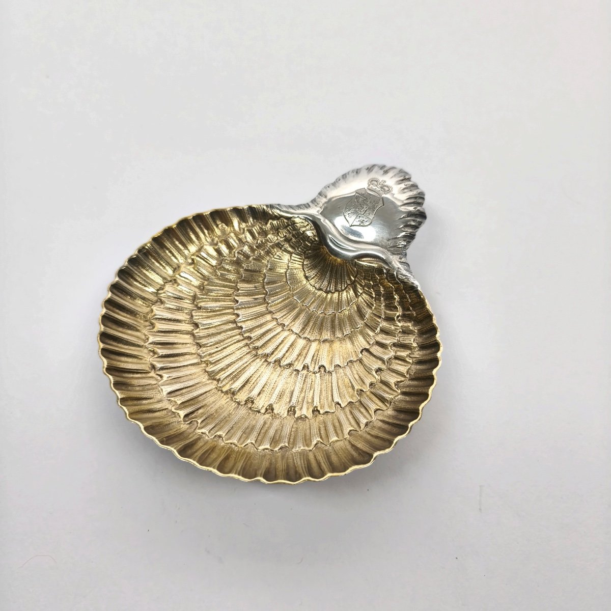 Orloff / Orlov Service: Naturalist Shell Bowl In Solid Silver & Vermeil, Coat Of Arms -photo-5