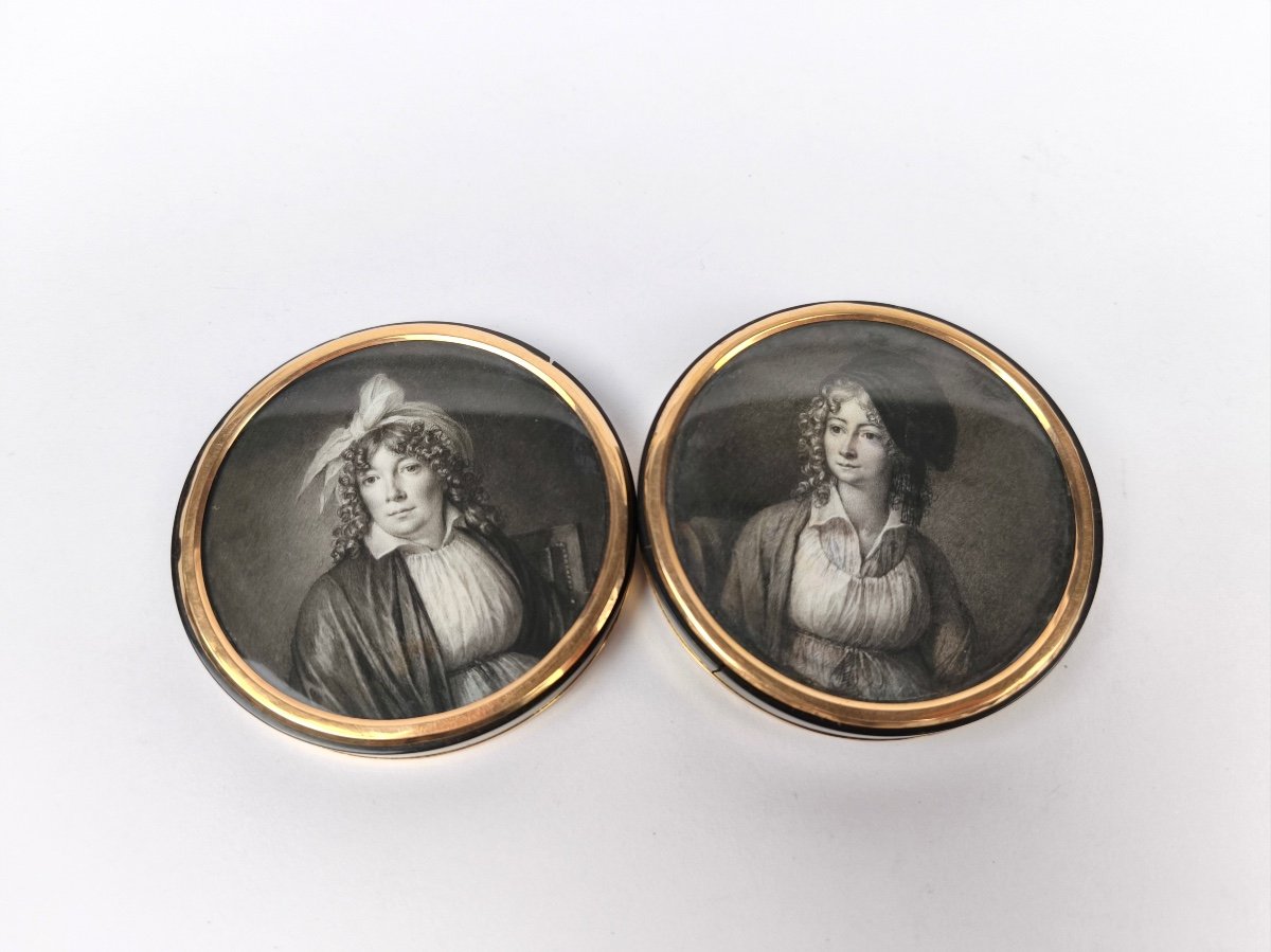 Jj Karpff, Dit Casimir (att): Exceptional Double Portrait On Paper; Gold-mounted Box C1800-photo-4