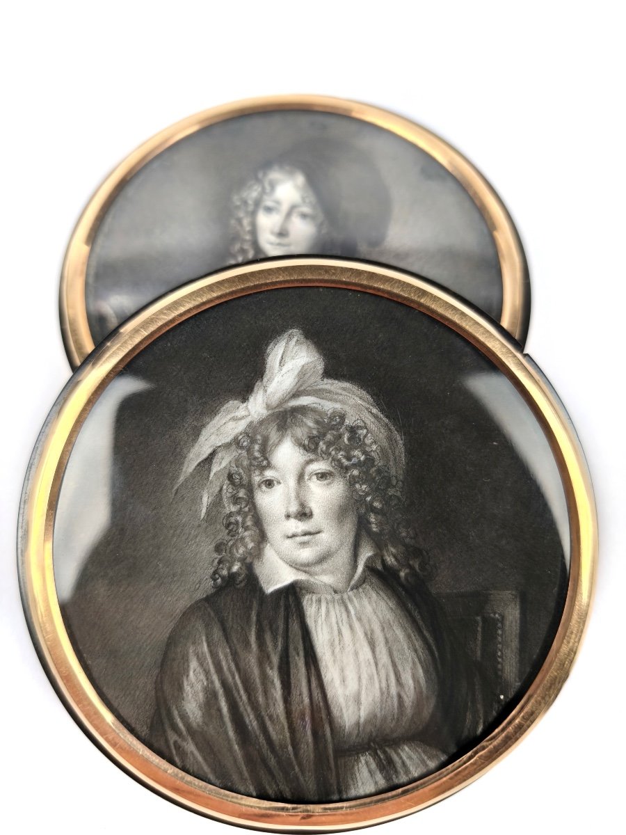 Jj Karpff, Dit Casimir (att): Exceptional Double Portrait On Paper; Gold-mounted Box C1800-photo-2