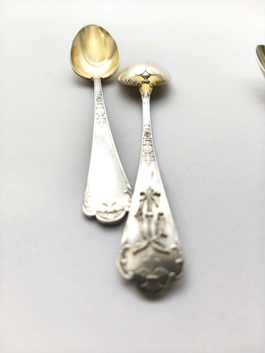 Puiforcat (& Lambert?): Six Cutlery Sets For Entremets / Desserts In Solid Silver & Vermeil. 19th Century-photo-4