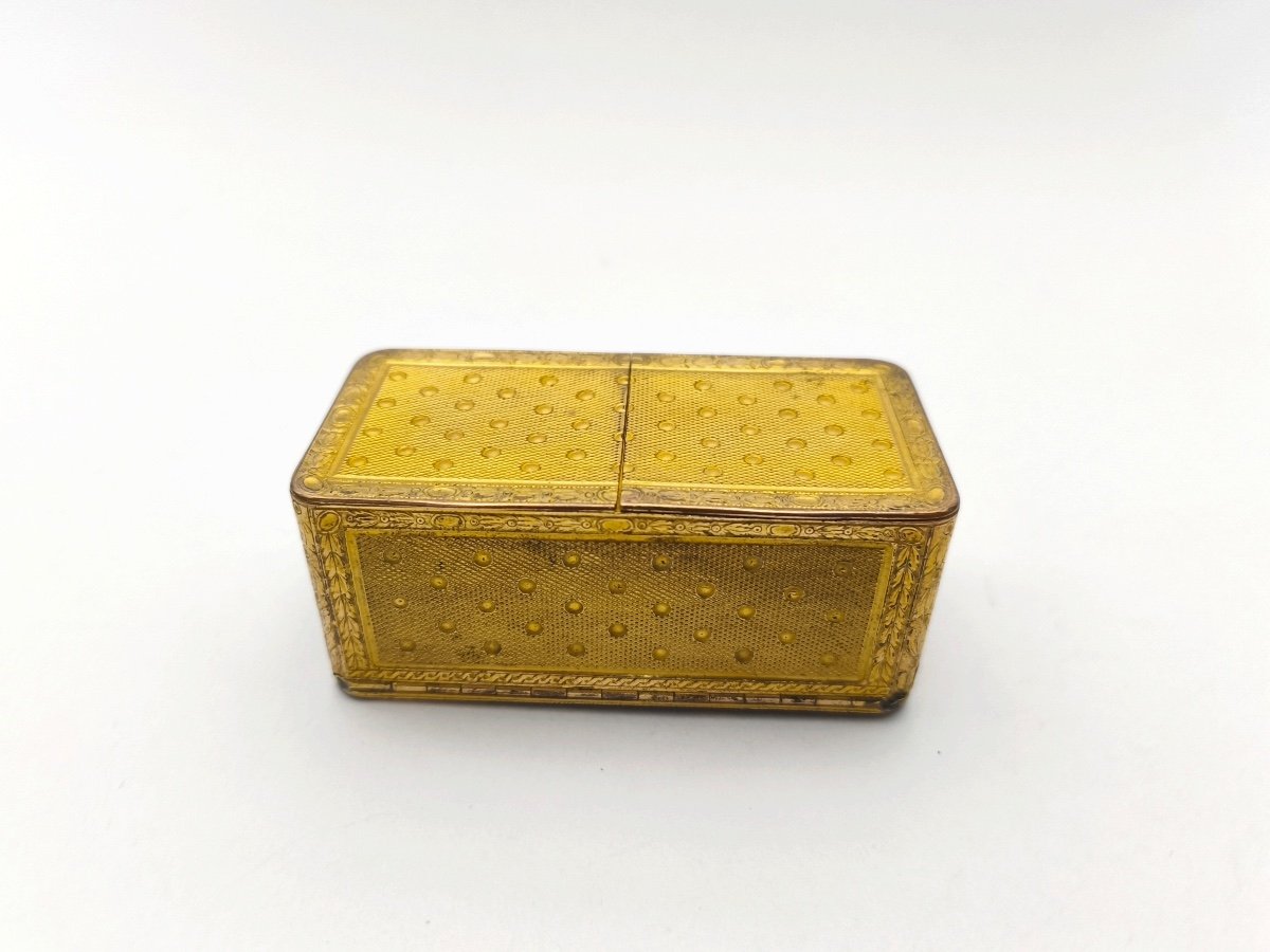 Very Interesting Snuff Box In Pomponne Guilloché, Triple Compartment. End Of The 18th Century.-photo-3