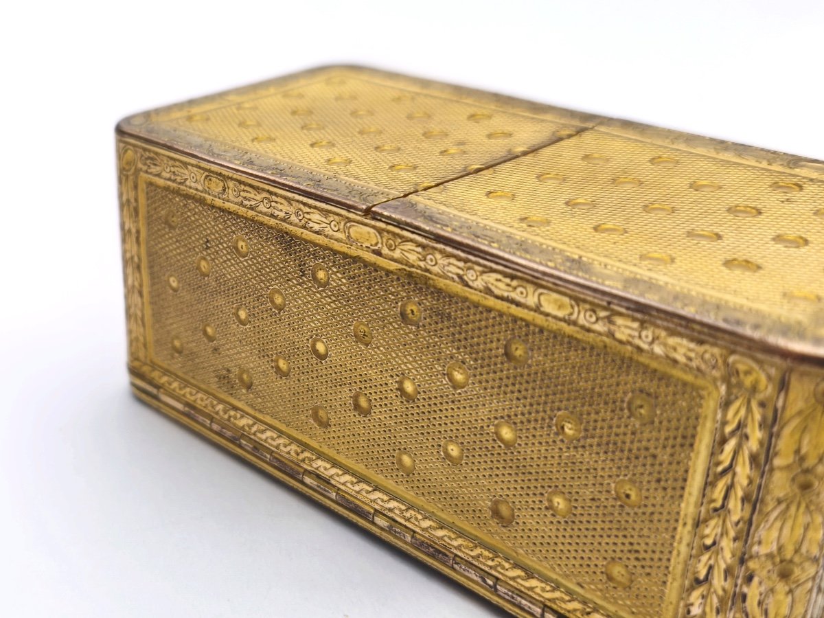 Very Interesting Snuff Box In Pomponne Guilloché, Triple Compartment. End Of The 18th Century.-photo-8