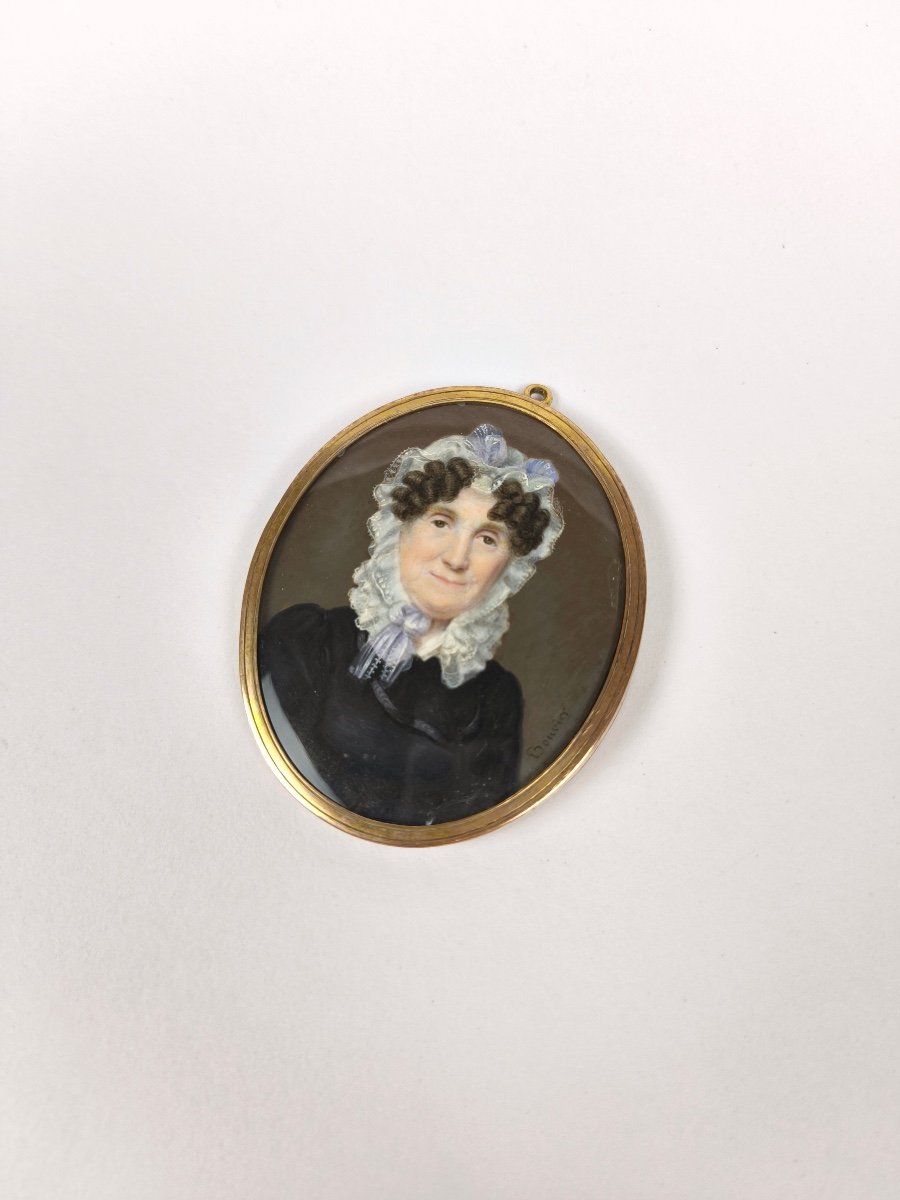 Pierre-louis Bouvier : Superbe Portrait Miniature Peint De Femme. Fin XVIIIe - Déb XIXe. Genève-photo-7