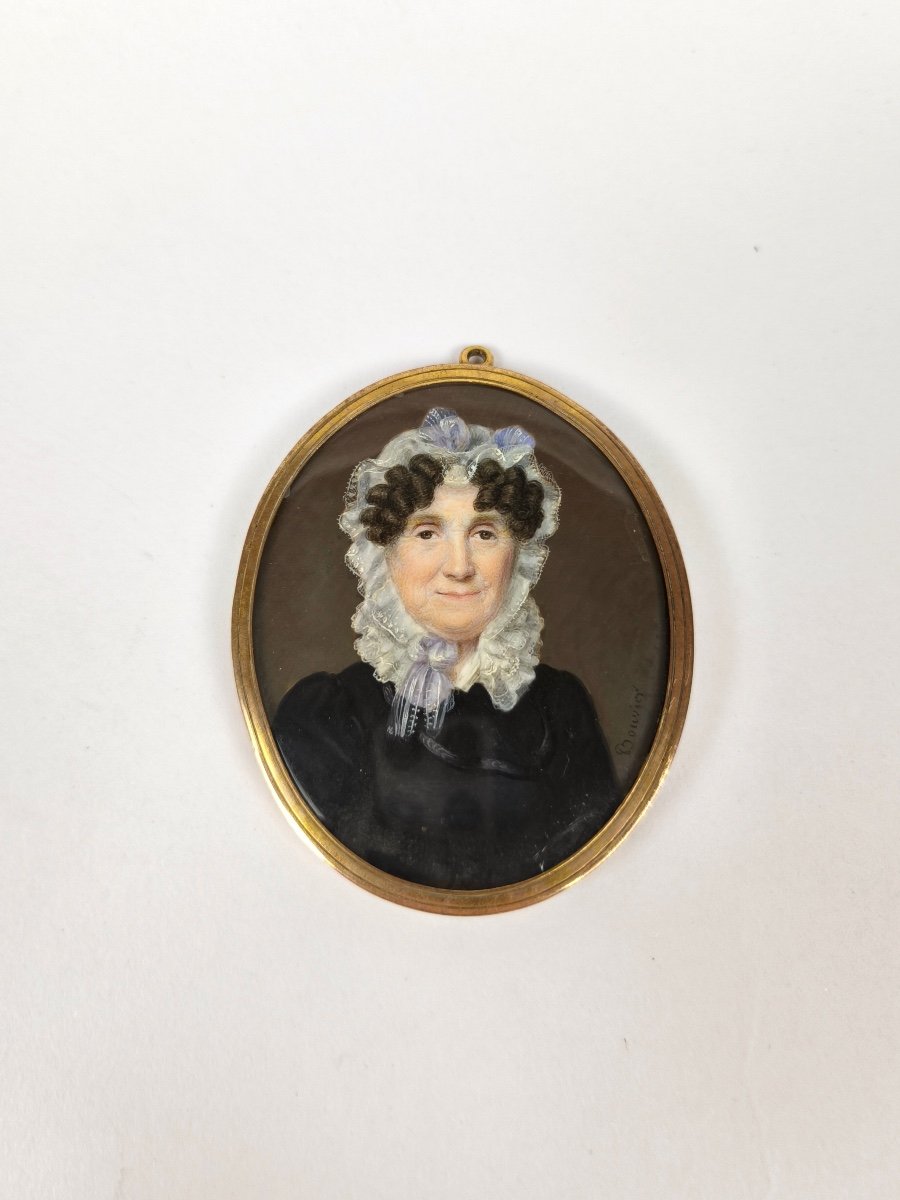 Pierre-louis Bouvier : Superbe Portrait Miniature Peint De Femme. Fin XVIIIe - Déb XIXe. Genève