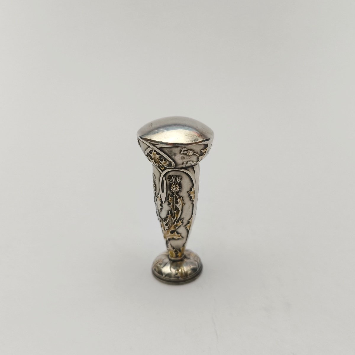 E. Lefebvre: Art Nouveau Silver And Silver-gilt Wax Seal Or Seal, Thistle Decor, C1900-photo-3