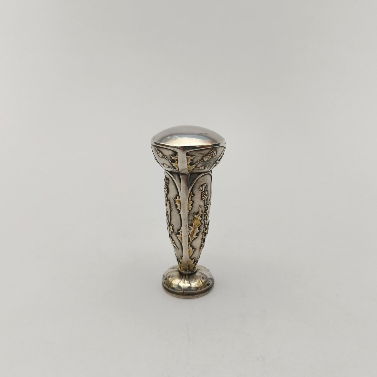 E. Lefebvre: Art Nouveau Silver And Silver-gilt Wax Seal Or Seal, Thistle Decor, C1900-photo-4