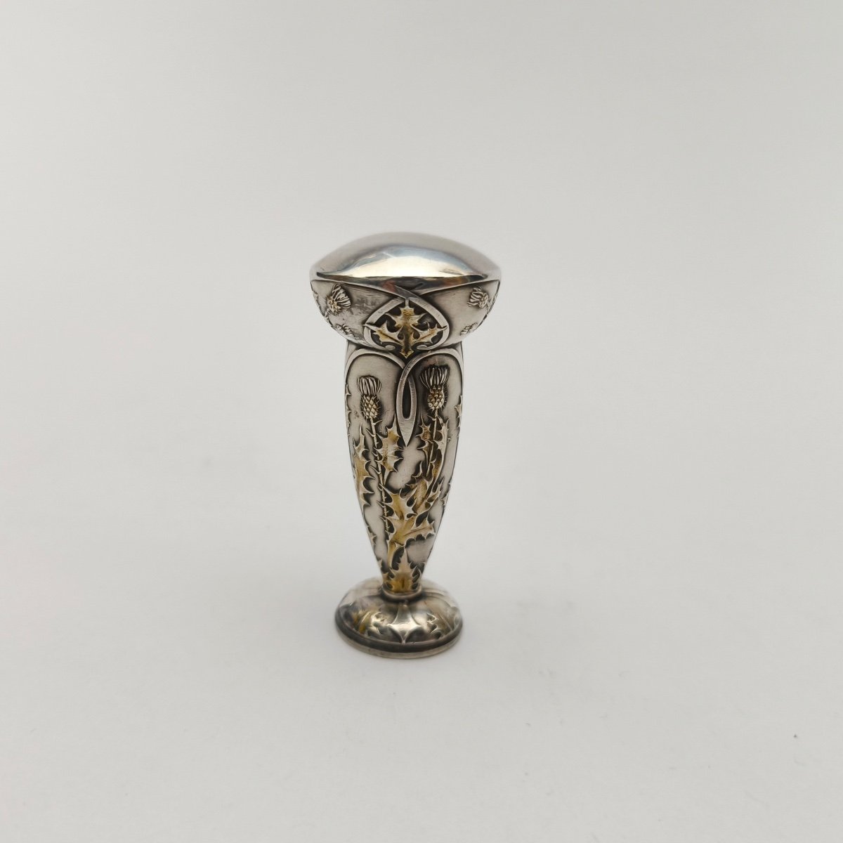 E. Lefebvre: Art Nouveau Silver And Silver-gilt Wax Seal Or Seal, Thistle Decor, C1900