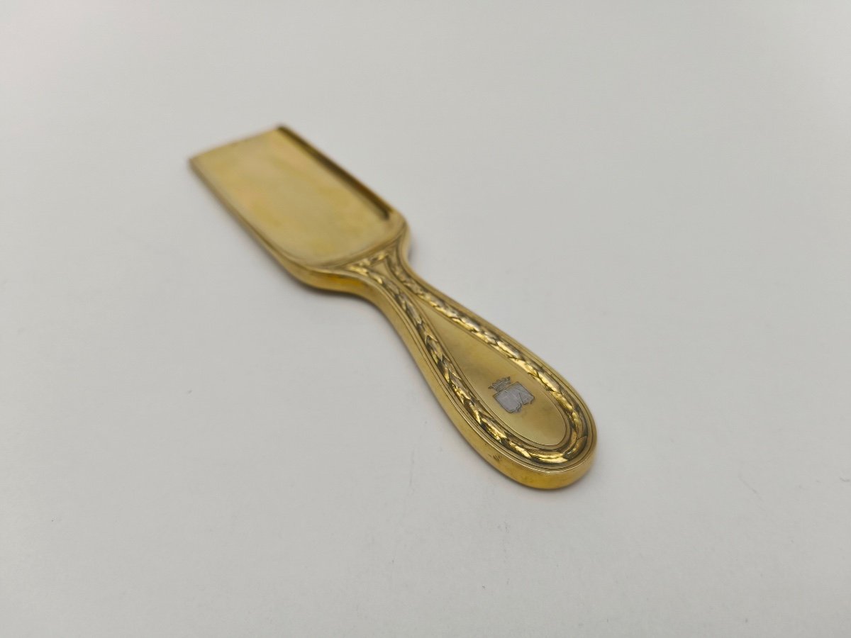 Auguste Leroy: Rare Louis XVI Style Silver-gilt Shoehorn. -photo-1