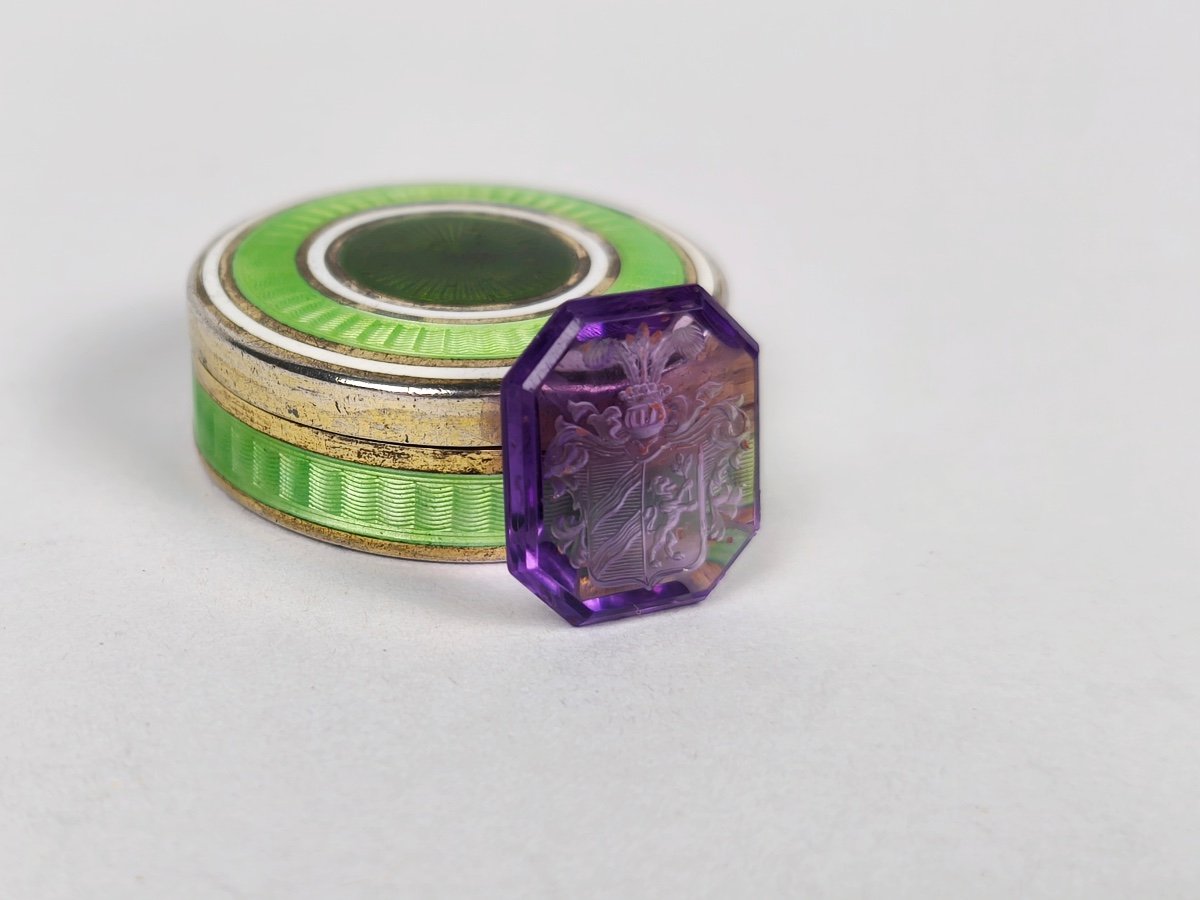 Von Lagerström Family: Rare Seal Or Intaglio On Amethyst Engraved With Swedish Coat Of Arms. 