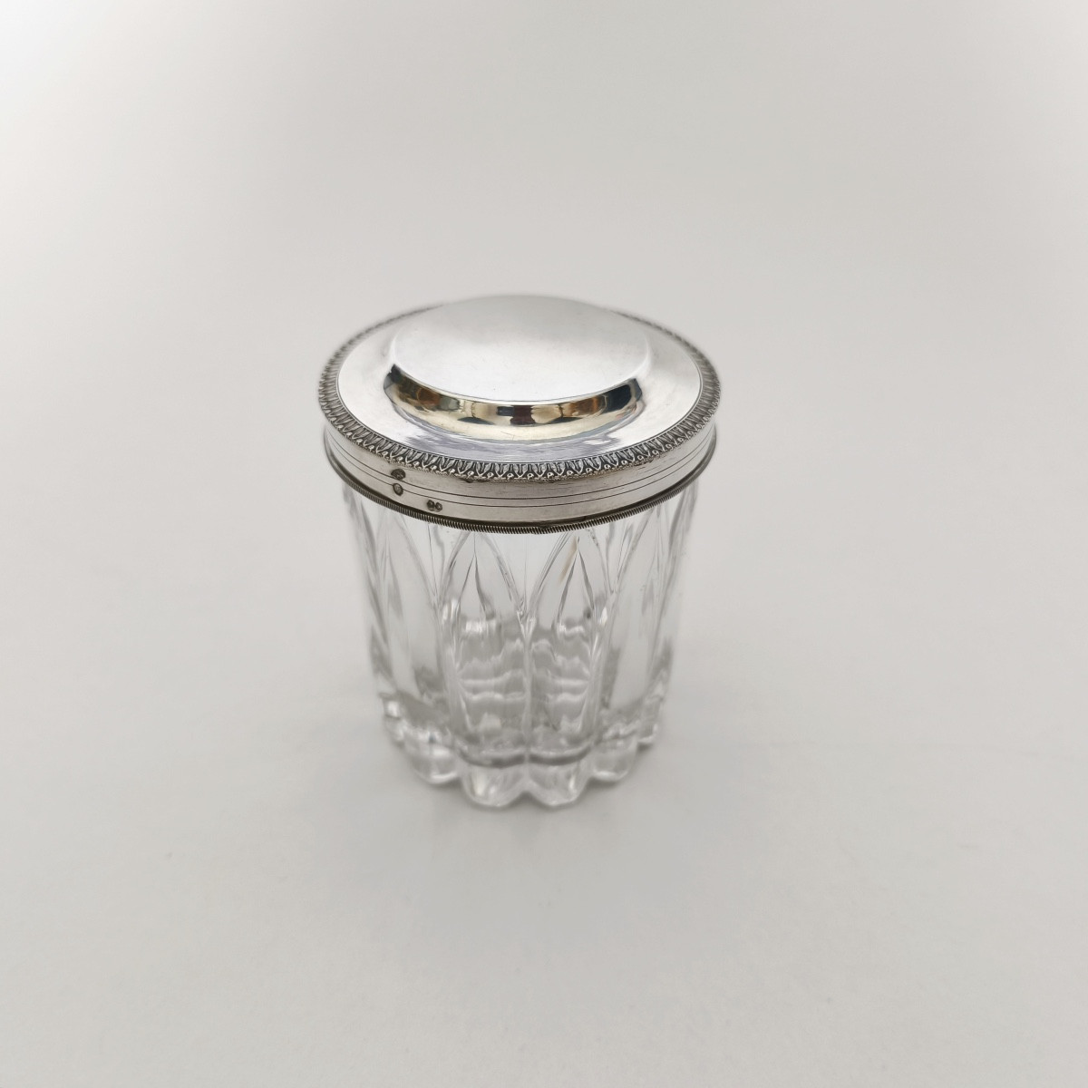 Creusot (?): Glass Or Crystal Jar Mounted In Solid Silver, Early 19th Century, Restoration