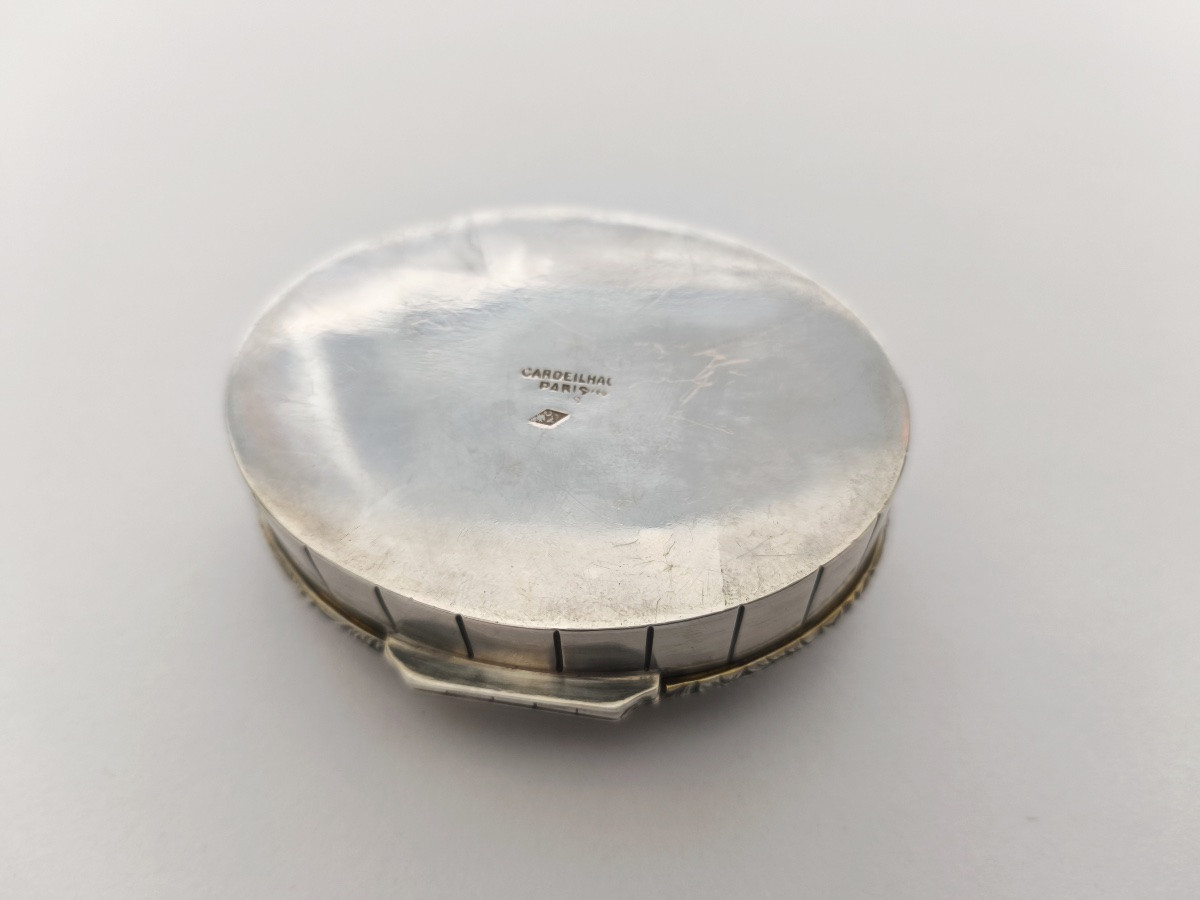 Cardeilhac: Two-compartment Snuff Box In Sterling Silver & Gilt. Art Deco - Louis XV-photo-2