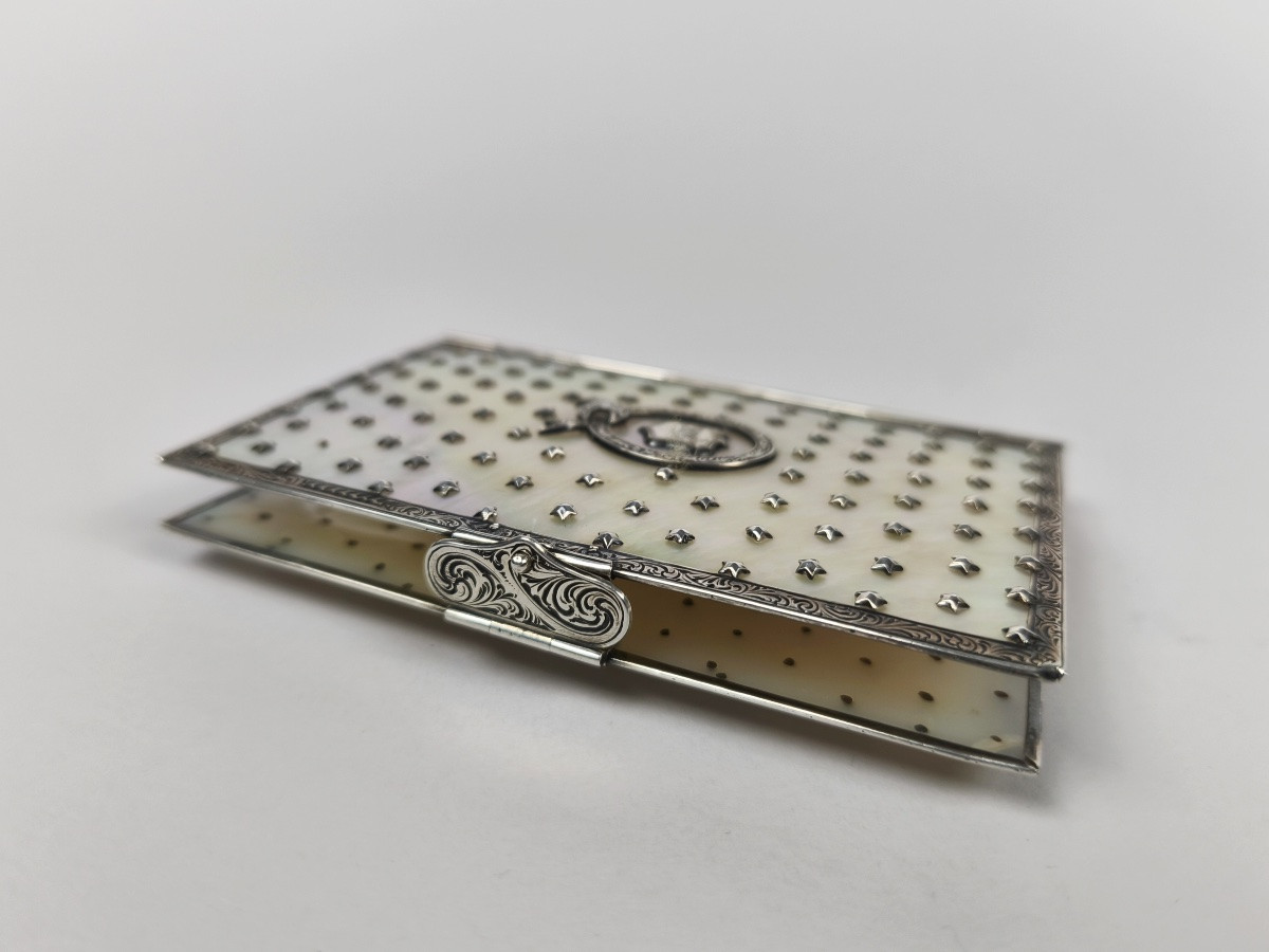 19th Century Mother-of-pearl And Sterling Silver Stars Dance Book Or Note Book Binding. -photo-5