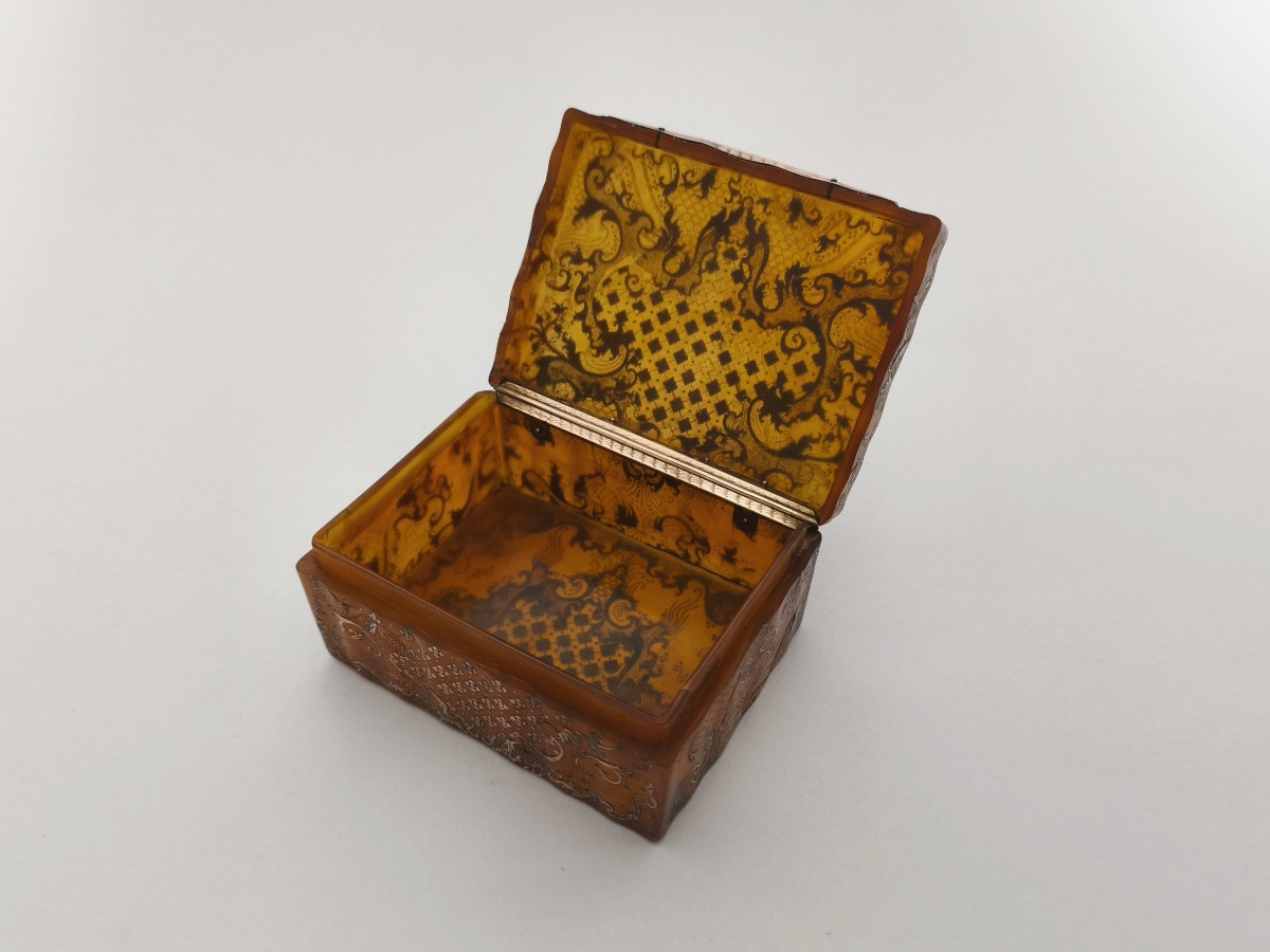 Tomas Tagliaferro (att): Snuff Box In Blond Tortoiseshell With Gold Stitching. Naples 1730-1740 Italy-photo-5