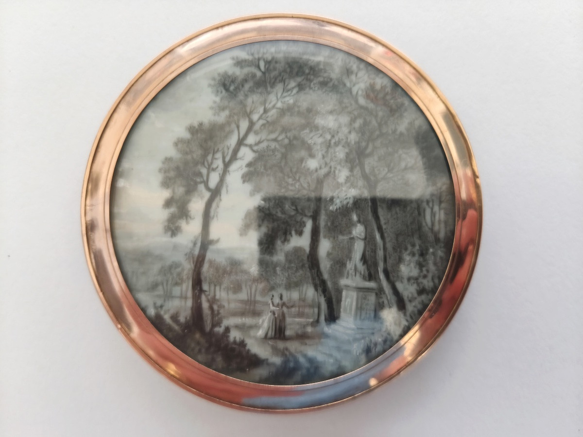 Large Romantic Snuff Box In Rose Gold, Tortoiseshell And Miniature From The Late 18th Century. -photo-3